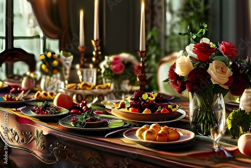 Happy Dinner  High Definition Background  Drawings A posh feast at the posh elite banquet  surrounded by lavish festive d  cor and lit by elegant candlelight  