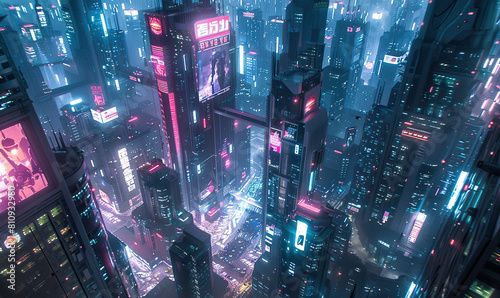 Futuristic City Skyline at Night  Generate Ai