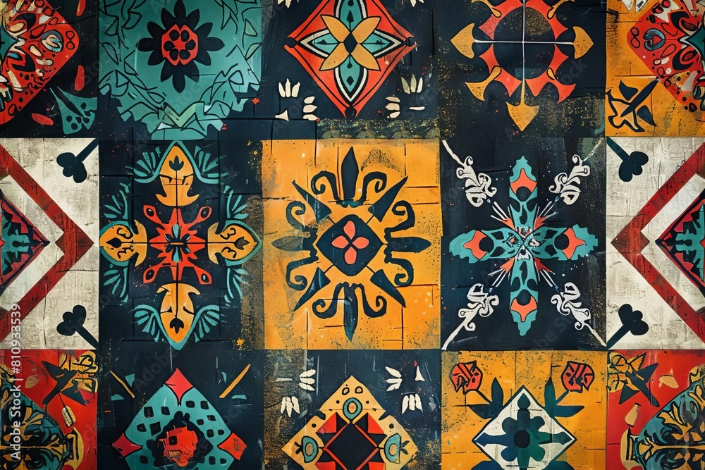Boho patterned rugs flat design top view home accessory theme animation Tetradic color scheme Boho patterned rugs flat design top view home accessory theme animation Tetradic color scheme