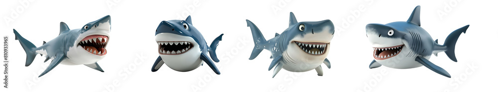 Set of Angry shark fish Isolated on transparent background Set of Angry shark fish Isolated on transparent background