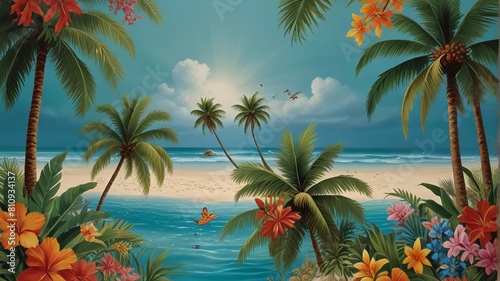 beach tropical scene ai gen