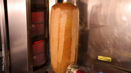 Doner meat being sliced in slow motion