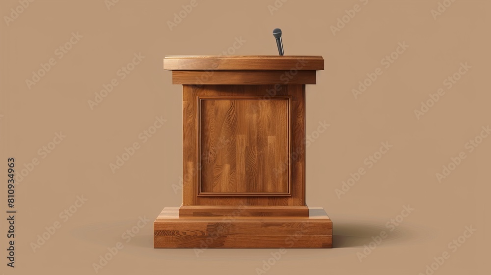 3D illustration set of a realistic wooden lecture podium mockup for a press conference. A tribune or rostrum stand for presentations. 3D illustration set of a realistic wooden lecture podium mockup for a press conference. A tribune or rostrum stand for presentations.