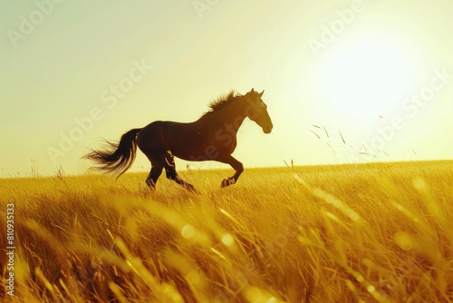 A Horse Running Through a Field of Tall Grass