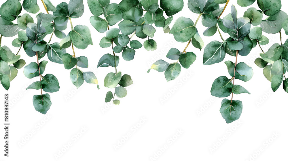 Frame of herbal eucalyptus leaves on a white background Frame of herbal eucalyptus leaves on a white background
