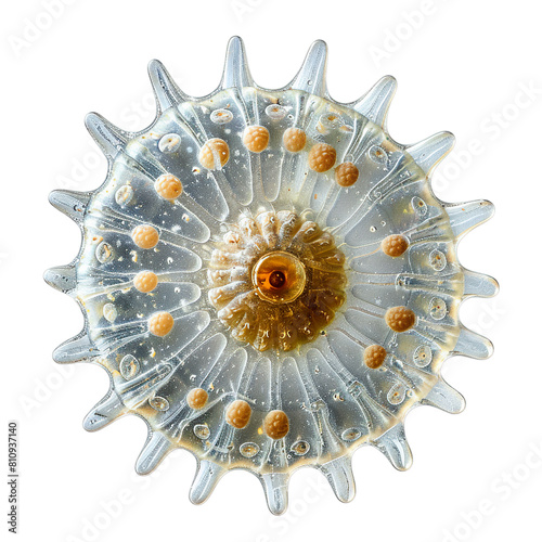 Front view of a single dinoflagellate with a theca isolated on a white transparent background photo