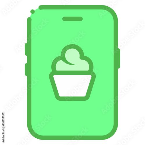 food recipe app on mobile phone icon