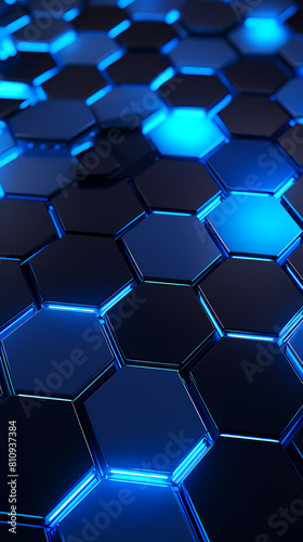 Blue glowing hexagon background