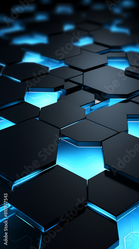 Blue glowing hexagon background