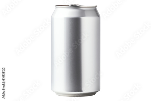 Image shows a single silver aluminum can on a black background.