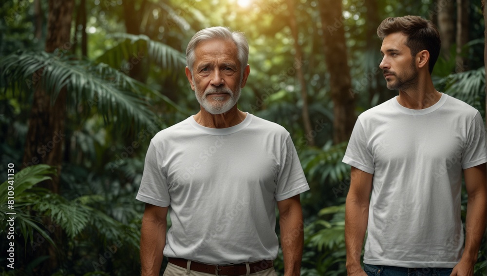 old man wearing blank mockup white tshirt old man wearing blank mockup white tshirt