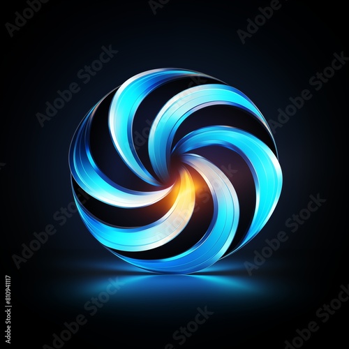 Futuristic Abstract Swirl with Vibrant Blue and Orange Gradient