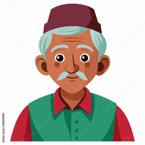 old gujarat with gujarati man with white background 
with old view and turban , indian man , indian , indian man late 90's