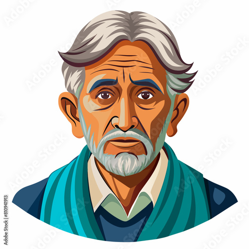 old gujarat with gujarati man with white background 
with old view and turban , indian man , indian , indian man late 90's