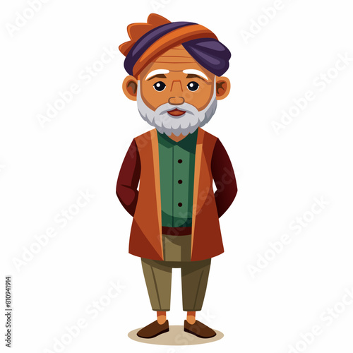 old gujarat with gujarati man with white background 
with old view and turban , indian man , indian , indian man late 90's