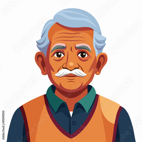 old gujarat with gujarati man with white background 
with old view and turban , indian man , indian , indian man late 90's