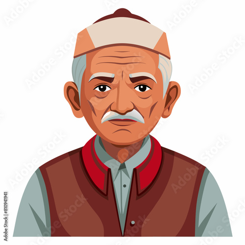 old gujarat with gujarati man with white background 
with old view and turban , indian man , indian , indian man late 90's