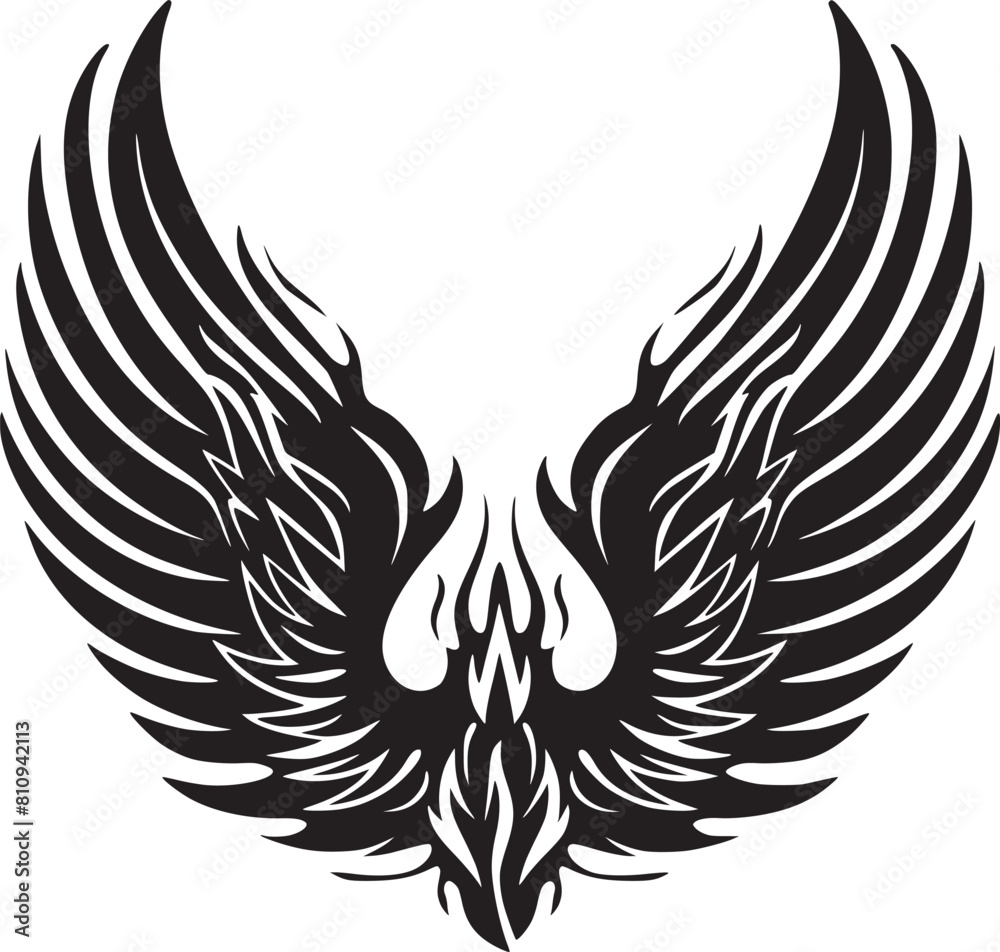 Fototapeta premium Wings black and white vector