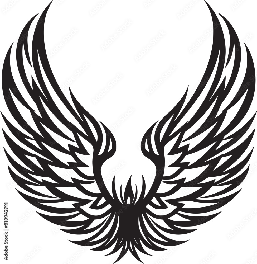 Fototapeta premium Wings black and white vector