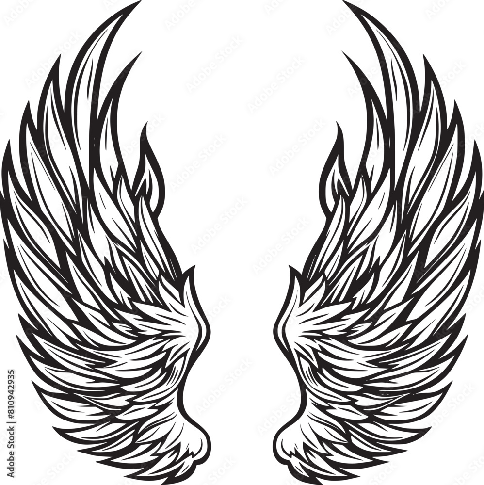 Wings black and white vector Wings black and white vector