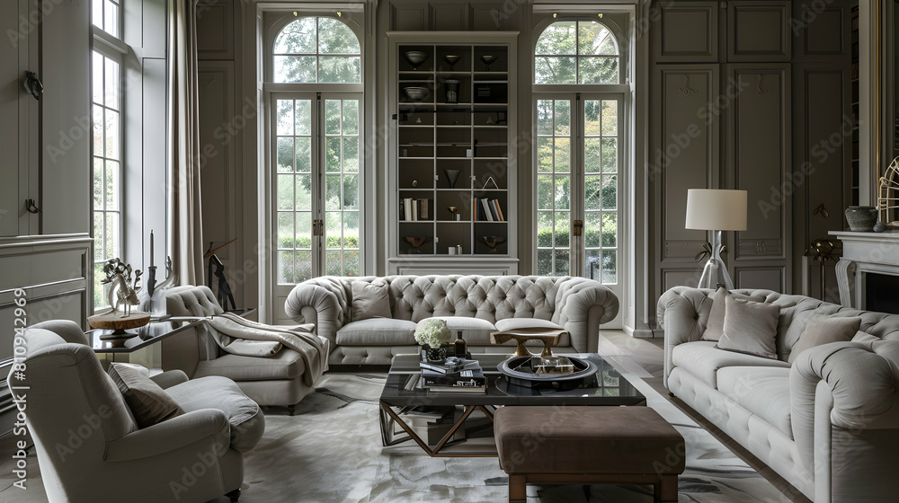 elegant interior design for a gray living room