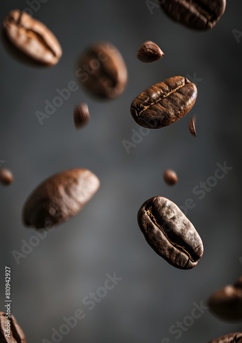coffee beans suspended in midair