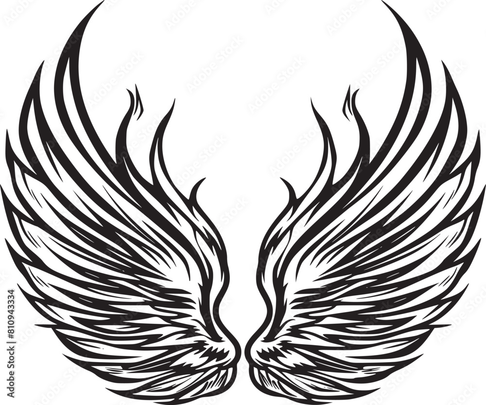 Obraz premium Wings black and white vector