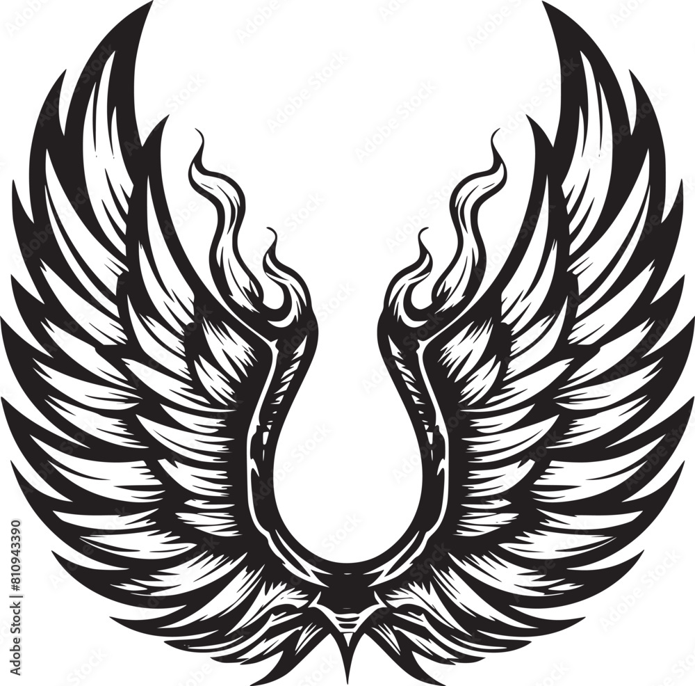 Fototapeta premium Wings black and white vector