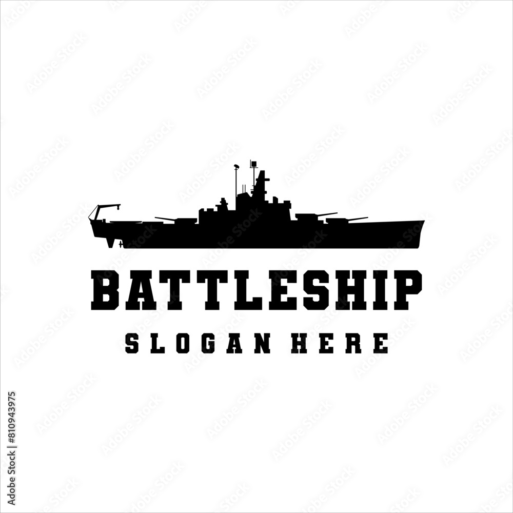 Battleship logo side view with classic style design Battleship logo side view with classic style design