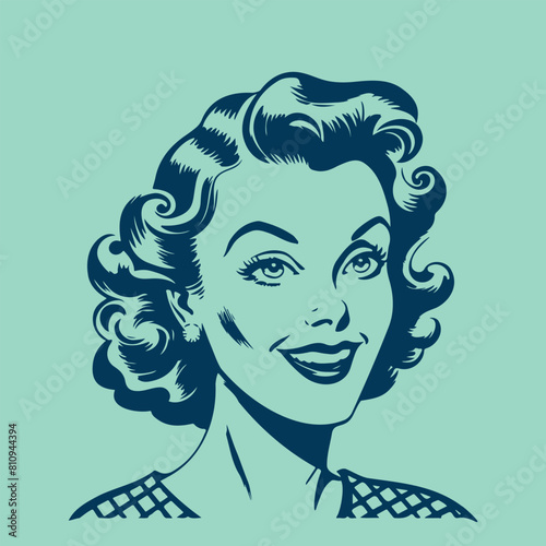 vintage cartoon illustration of a beautiful woman