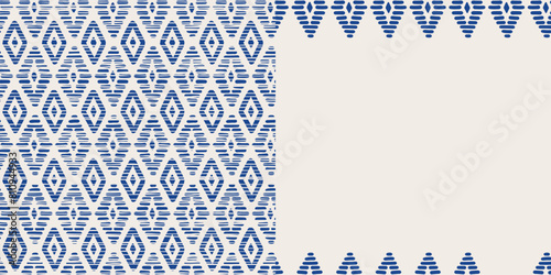 Ethnic blue seamless patterns with geometric elements. Modern abstract design for paper, cover, fabric, interior decor and other