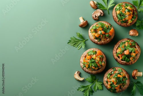 Group of Mushrooms Sprouting on Green Surface photo