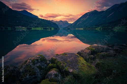 Glacier Lake in Oppstryn Norway photo