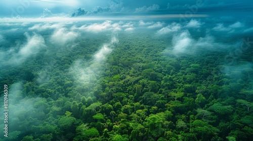 a huge dense forest top view