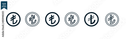 lira currency set icon, symbol design and circle frame, for business and banking needs, vector eps 10.