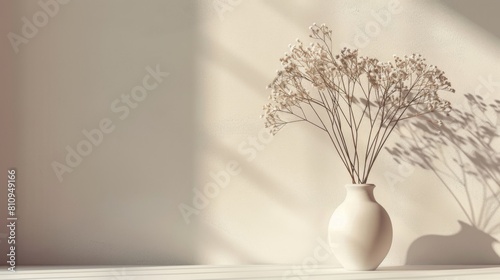 Minimalist Vase with Dried Flowers in Soft Light