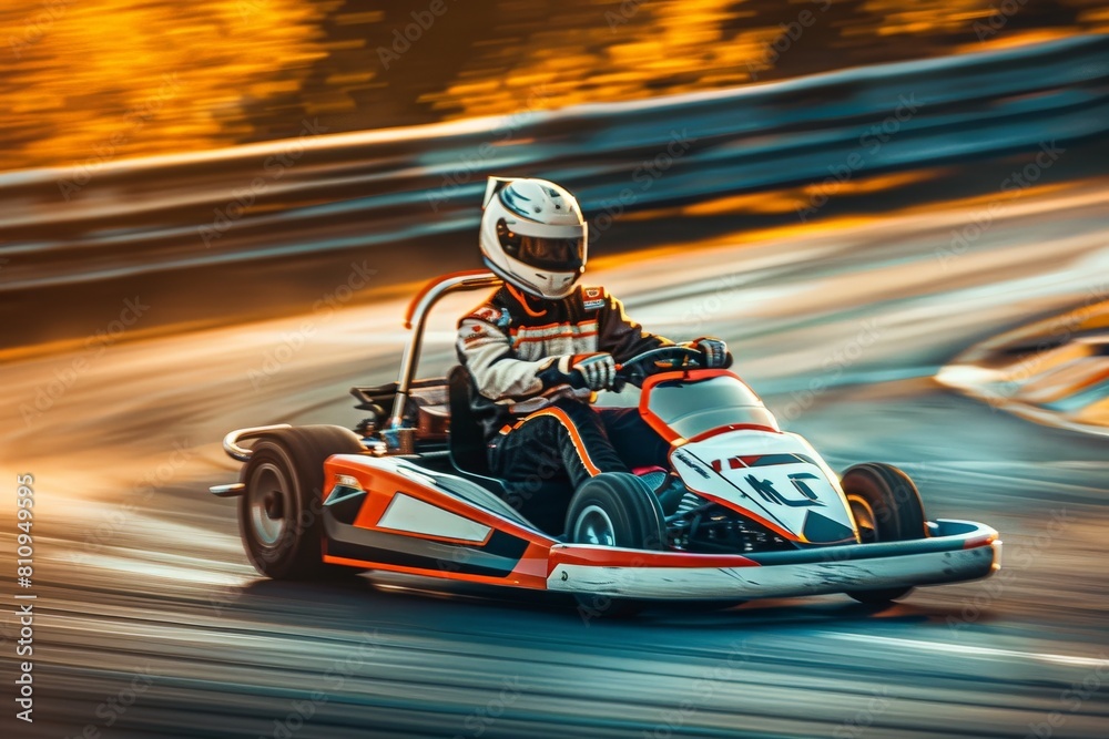 a top-down view of a racing sports car speeding on a track. Beautiful simple AI generated image in 4K, unique.