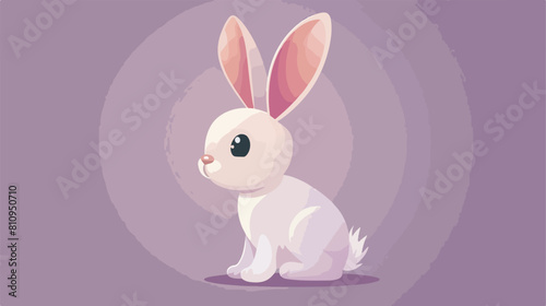 Little bunny poster over purple Vector illustration.