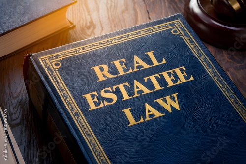 Book on real estate law with rich cover, scholarly setting. Ideal for legal professionals. photo