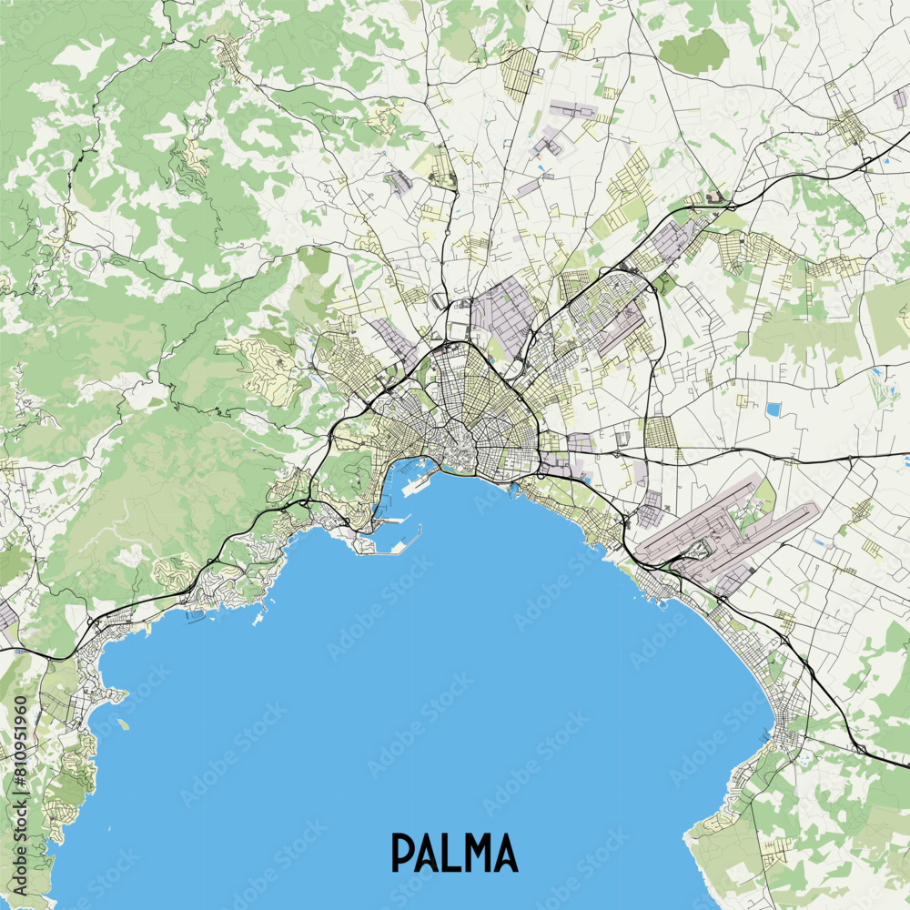 Palma Spain map poster art