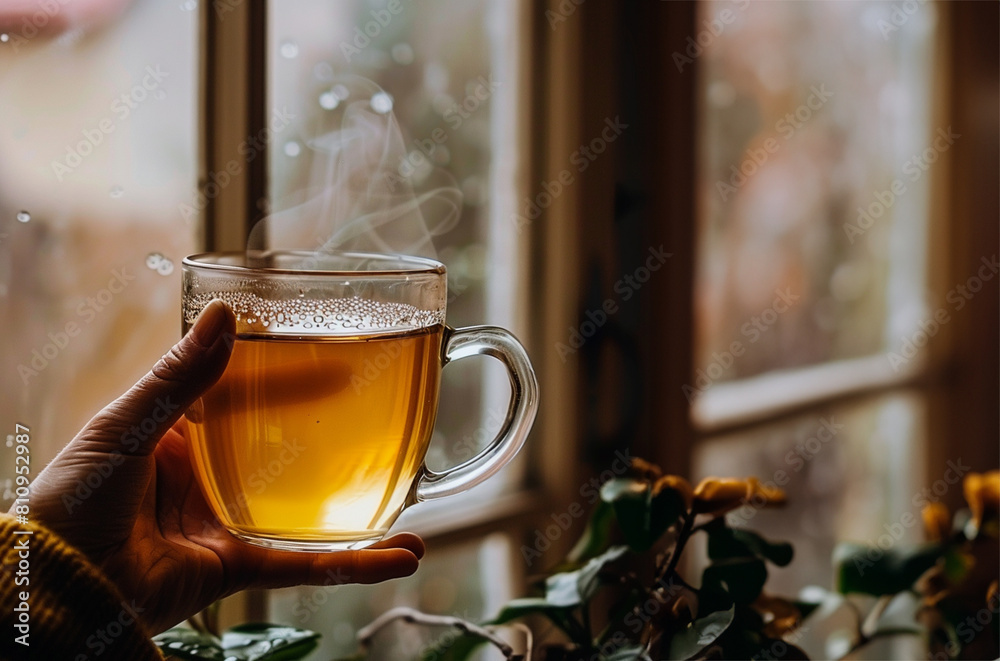 window with hot coffee