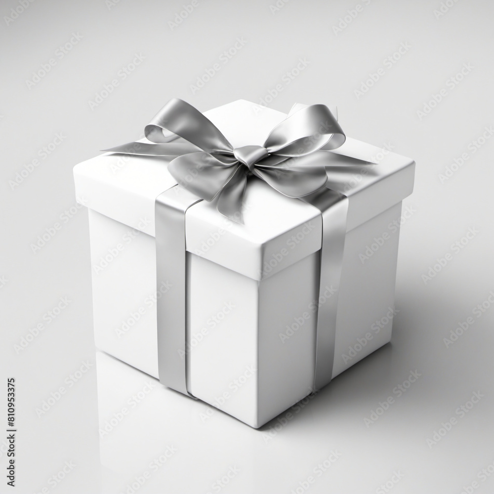Obraz premium gift box with silver ribbon