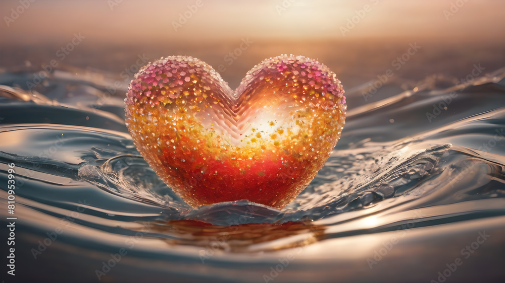 Fototapeta premium Heart shape for Love concept, Valentine's Day concepts. love symbol, concept for Valentine's Day, wedding etc. Heart elements for love concept design. AI generated image