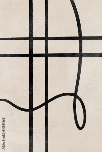 Printable wall art poster print. Hand drawn minimalism design for scandinavian interior. 