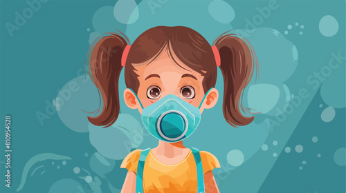 Little girl wearing n95 mask to protect Vector illustration photo
