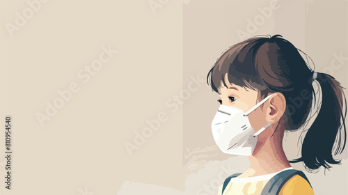 Little girl wearing n95 mask to protect Vector illustration photo