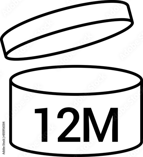 Pao symbol cosmetic vector  icon. 3, 6, 8, 9, 10, 12, 24, 36, 48 Period after opening, PAO symbol and Green Point symbol for cosmetics packaging. Vector