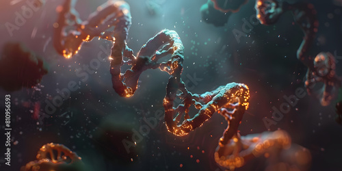 Cadeia de DNA dupla hélice em cores vibrantes brilhantes photo
