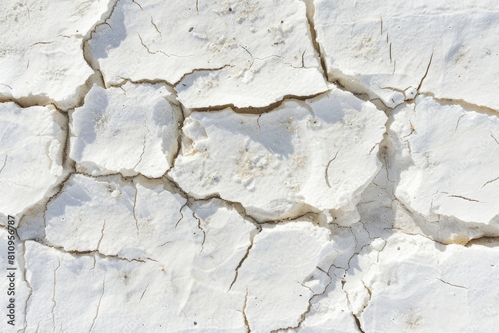 cracks in dry white sand texture background drought concept
