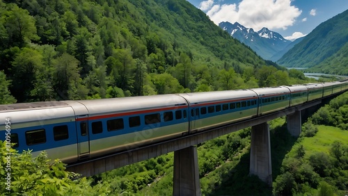 High-Speed Train Amidst Scenic Landscape